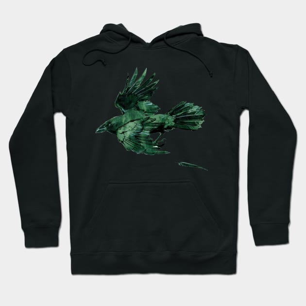 Watercolor Raven 2 Hoodie by A.E. Kieren Illustration